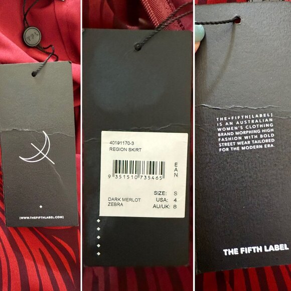 The Fifth Label Region Skirt Size 4 Red Zebra Print Hi Low Twist Front Midi NWT - Picture 6 of 13